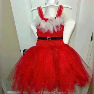 Festive Red Tulle Kids Costume Dress Handmaid